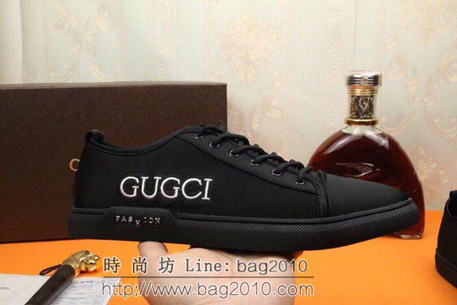 GUCCI男鞋 高品質爆單款 古馳香港專櫃休閒鞋 透氣進口紡織布 Gucci黑色休閒鞋  hdnx1246